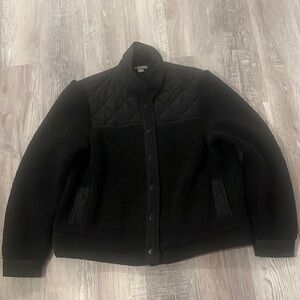 NWOT Falls Creek Black Quilted-Contrast Pocket Teddy Bear Fleece Jacket size L